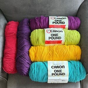 Caron One Pound Lot Assorted Colors Rainbow Yarn Medium Weight Acrylic